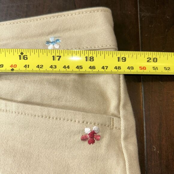 Hannah Women’s Size 14 Embroidered Floral Print Khaki Capris - Picture 5 of 7